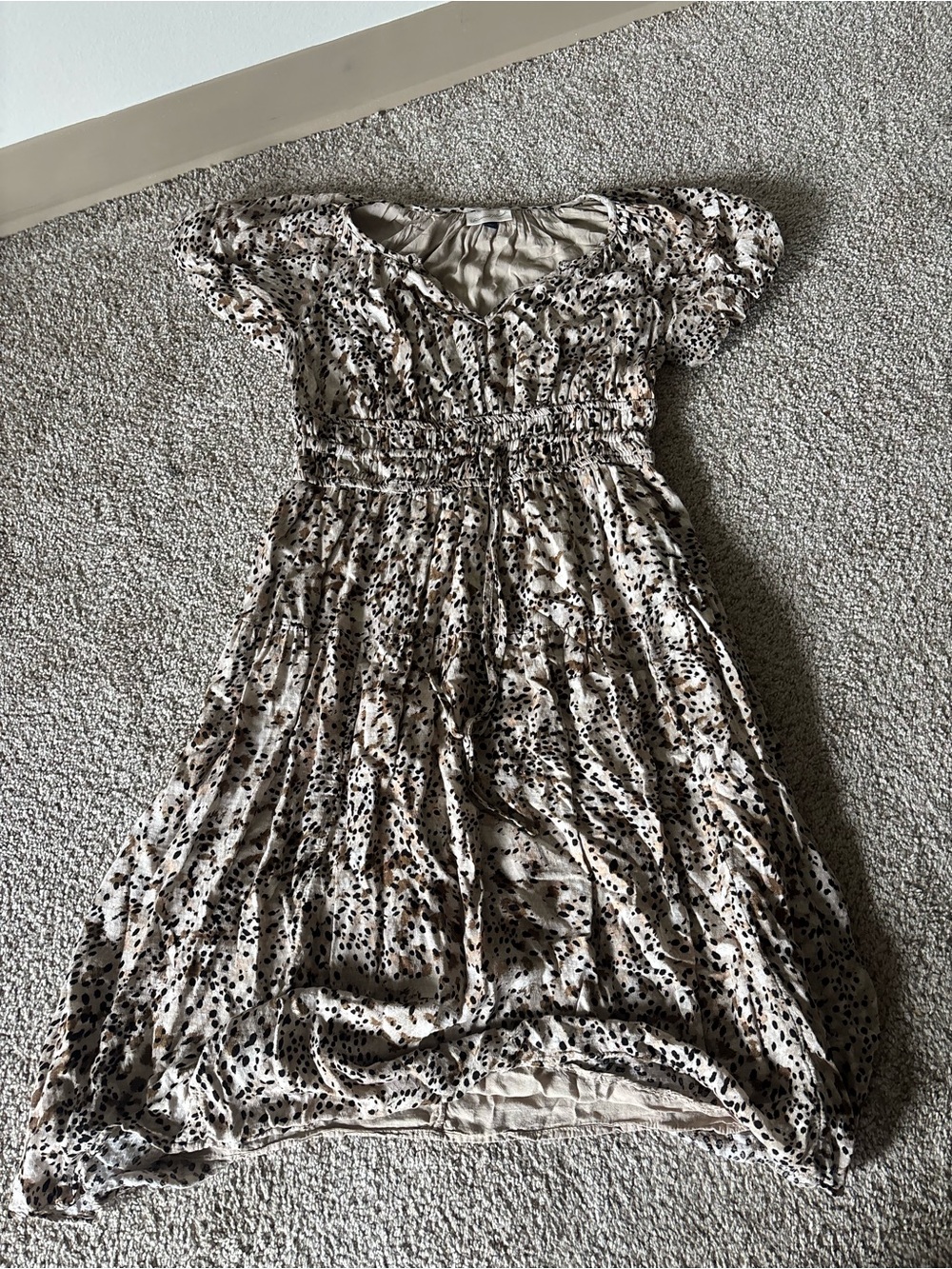 Universal Thread Beige and Brown Spotted Midi Dress
